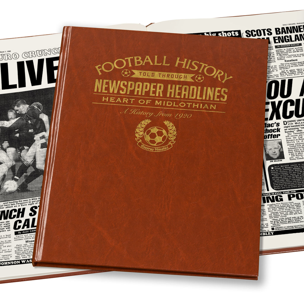 Hearts Football Newspaper Book - Brown Leatherette