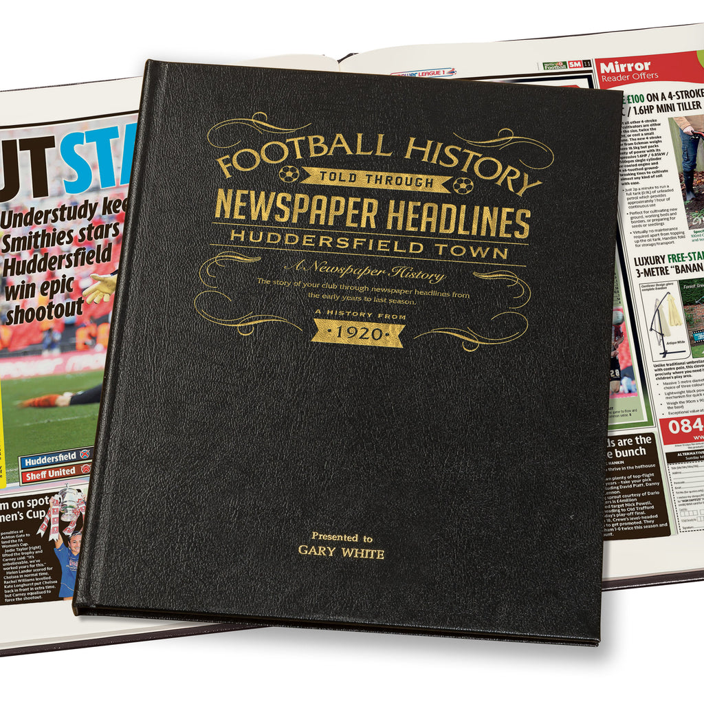 Huddersfield Football Newspaper Book Leather Black Cover
