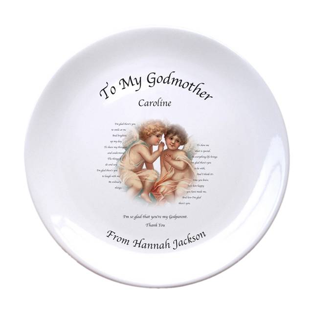 Cherubs Godmother 8" Bone China Coupe Plate