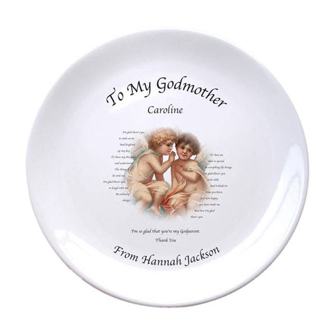 Cherubs Godmother 8" Bone China Coupe Plate