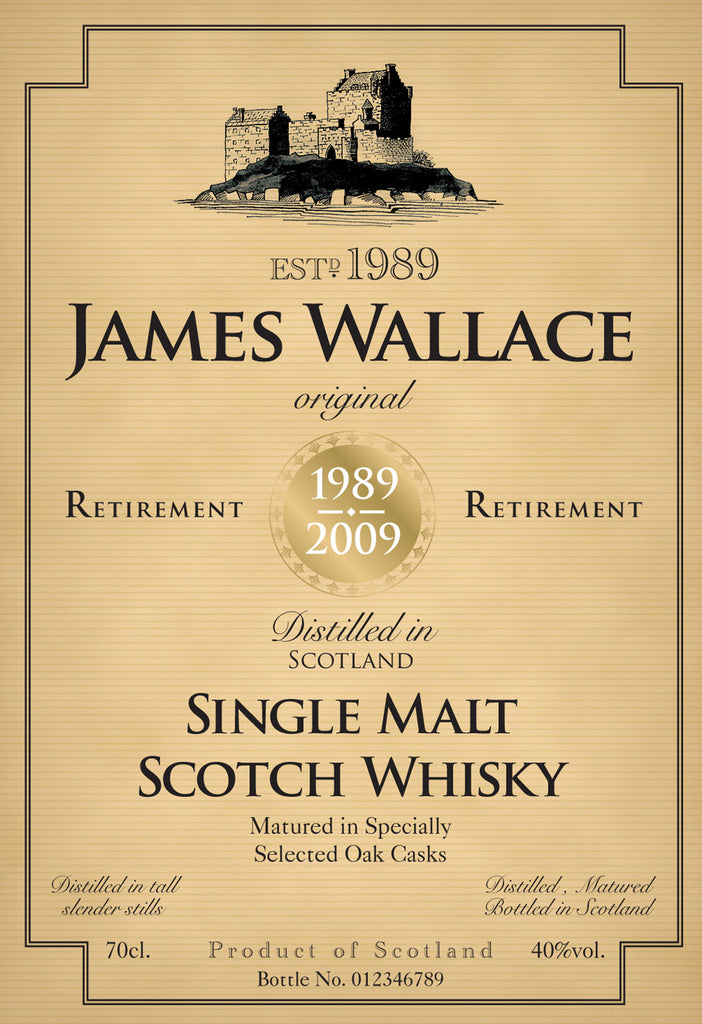 Retirement Gift Labels for Single Malt Whisky