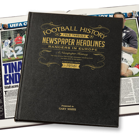 Rangers in Europe Newspaper Book - Leather Black Cover