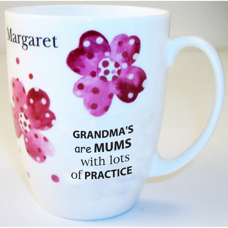 Pink Pansies Grandma Bone China Conic Mug