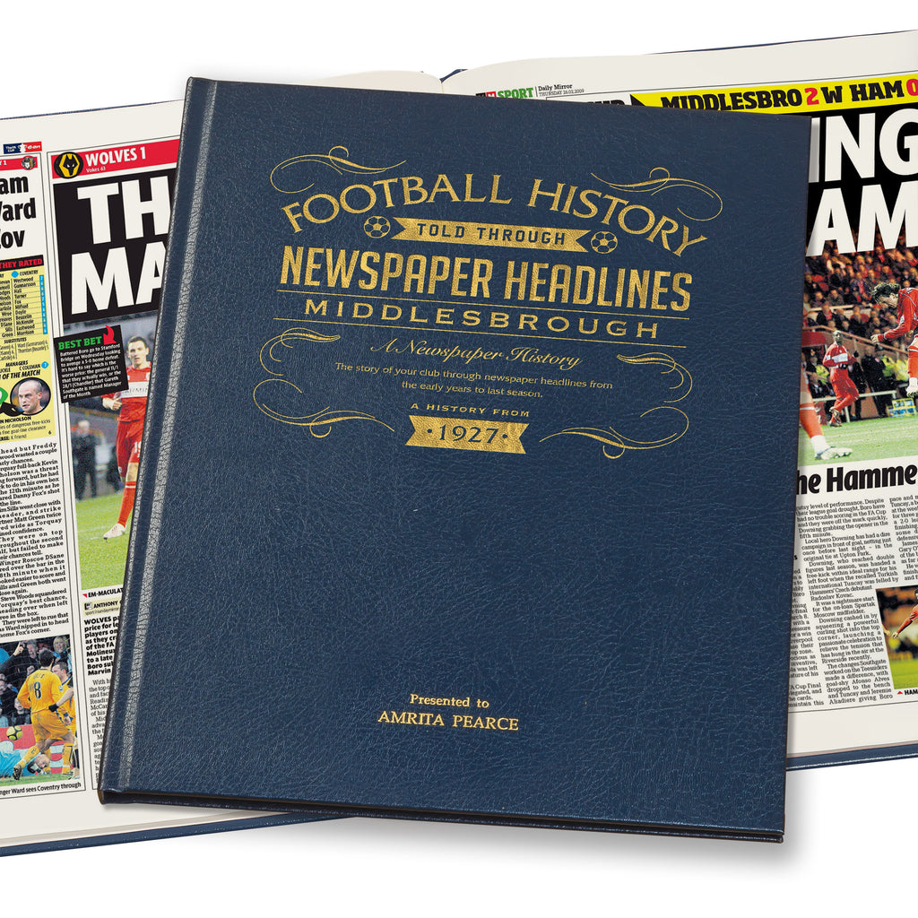 Middlesbrough Newspaper Book - Leather Blue Cover