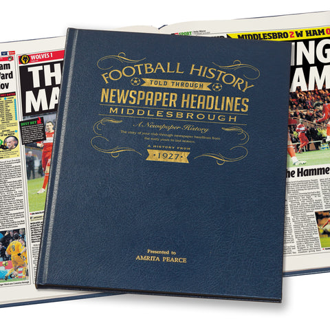 Middlesbrough Newspaper Book - Leather Blue Cover