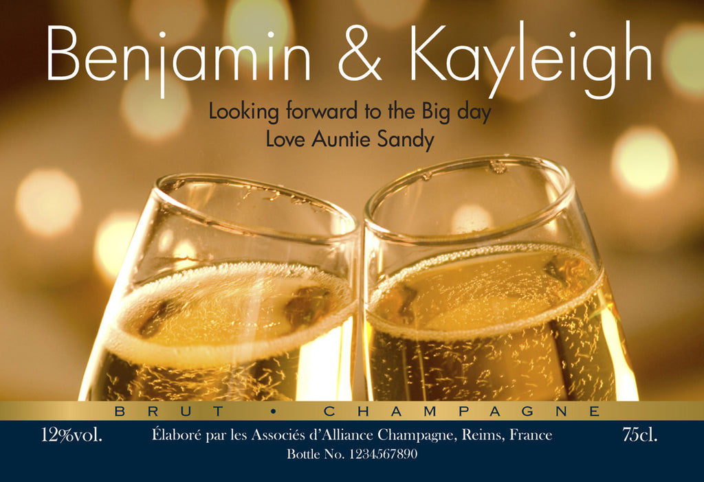 Flutes Engagement Labels for Champagne (Pack of 2)