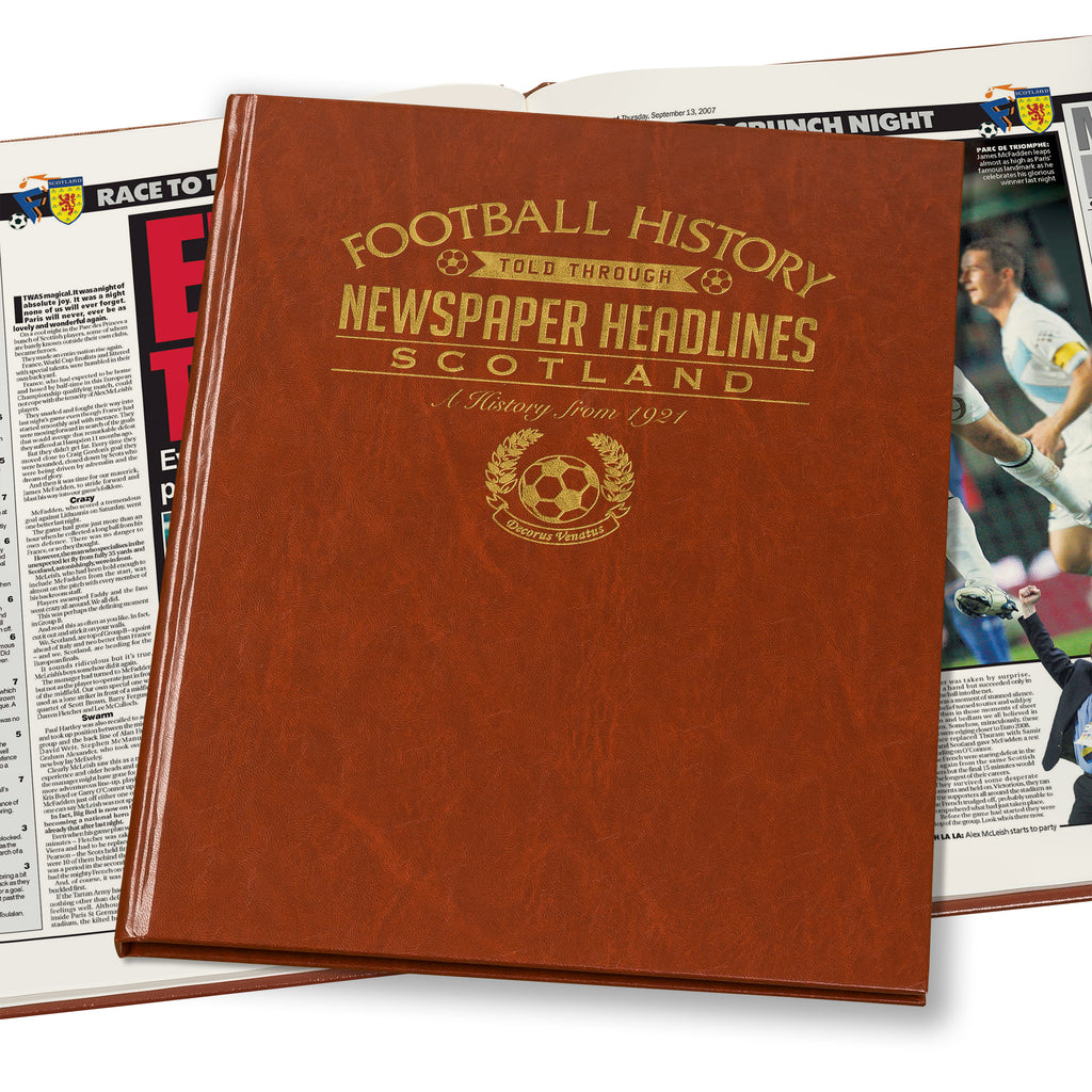 Scotland Football Newspaper Book - Brown Leatherette (Colour Pages)