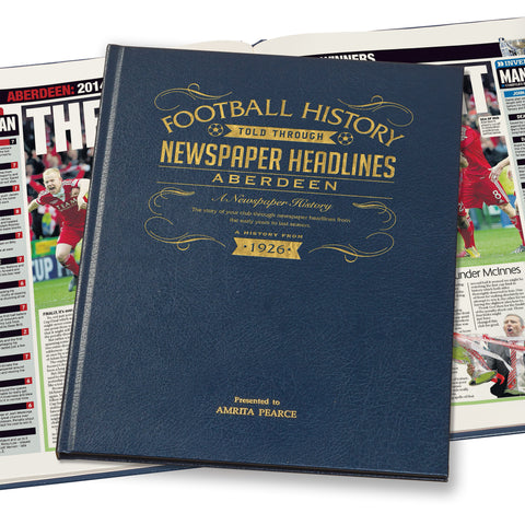 Aberdeen Football Newspaper Book - Leather Blue Cover