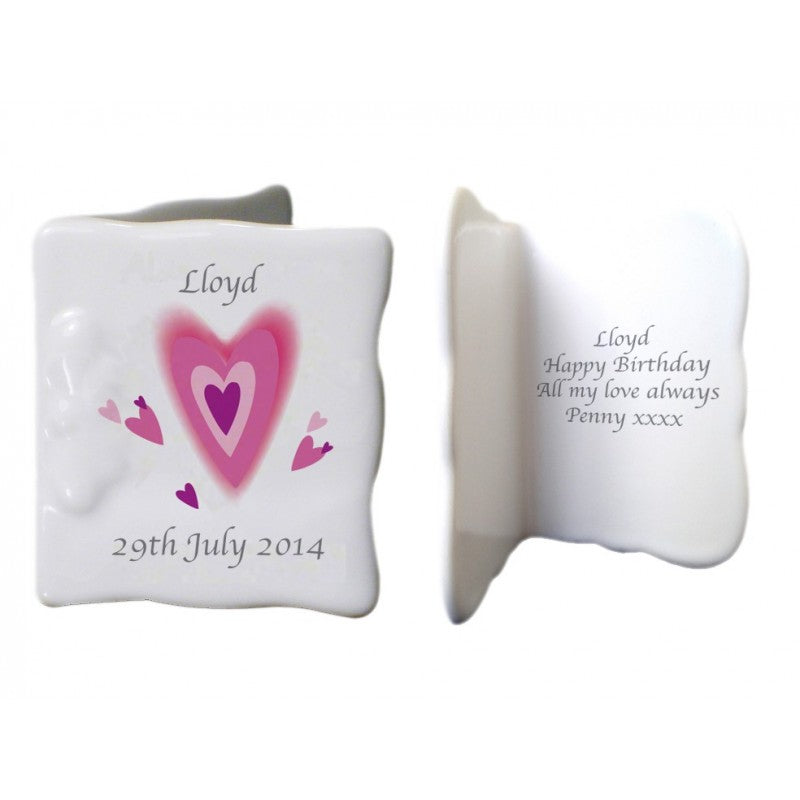 Pink Hearts Bone China Message Card