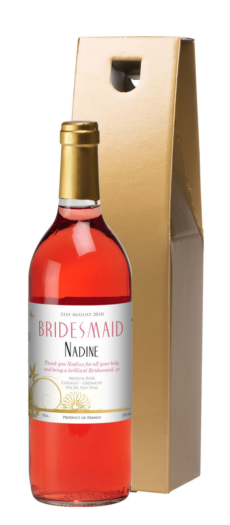 French VdP Wedding Flowers Rosé Wine in a Gold Box