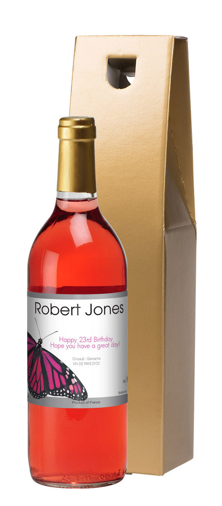 French AC Butterfly Rosé Wine in a Gold Box
