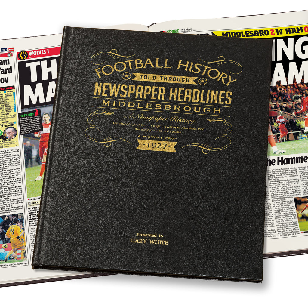 Middlesbrough Newspaper Book - Leather Black Cover