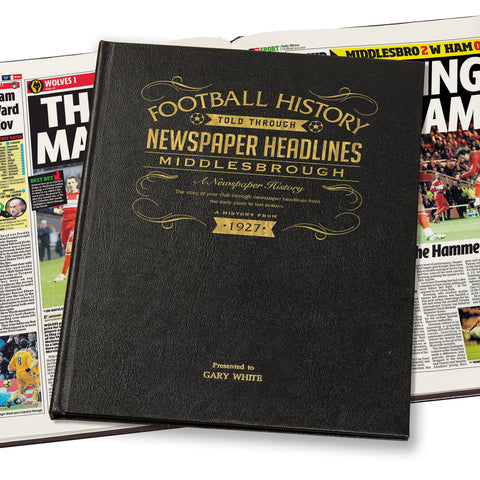 Middlesbrough Newspaper Book - Leather Black Cover