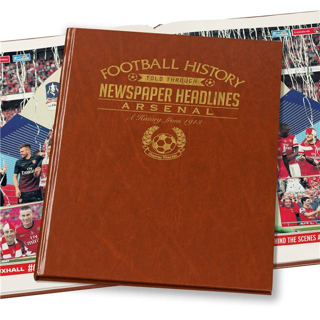 Arsenal Football Newspaper Book - Brown Leatherette (Colour Pages)