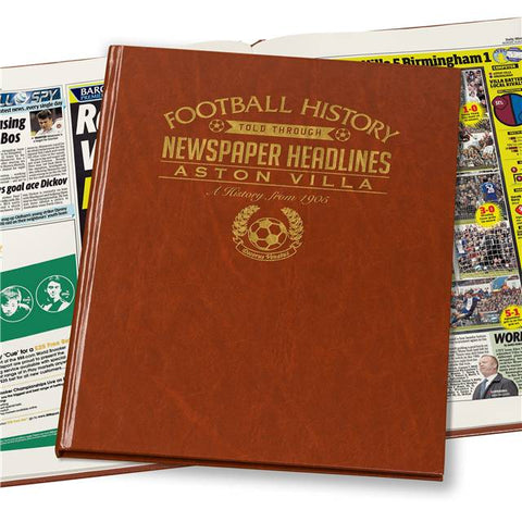 Aston Villa Football Newspaper Book - Brown Leatherette (Colour Pages)