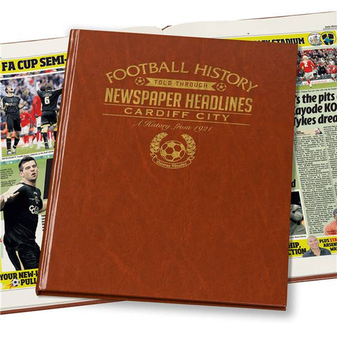 Cardiff City Football Newspaper Book - Brown Leatherette (Colour Pages)