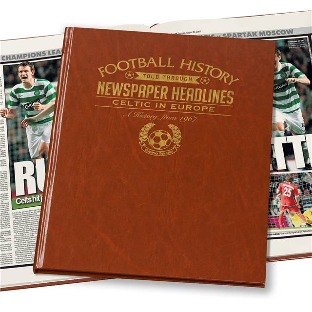 Celtic Europe Football Newspaper Book - Brown Leatherette (Colour Pages)