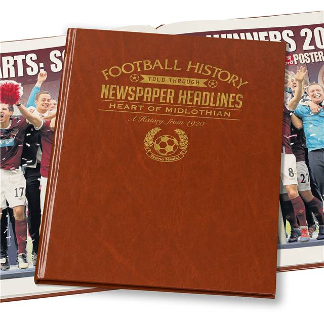 Hearts Football Newspaper Book - Brown Leatherette (Colour Pages)