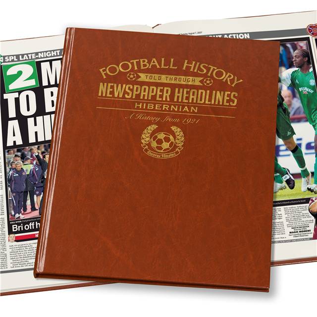Hibernian Football Newspaper Book - Brown Leatherette (Colour Pages)