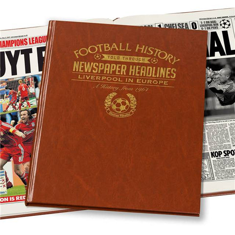 Liverpool In Europe Newspaper Book - Brown Leatherette (Colour Pages)