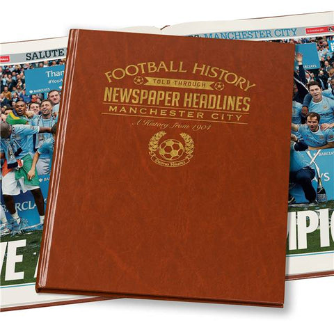 Manchester City Newspaper Book - Brown Leatherette (Colour Pages)