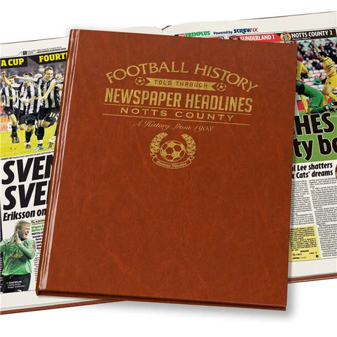 Notts County Newspaper Book - Brown Leatherette (Colour Pages)