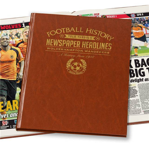 Wolves Newspaper Book - Brown Leatherette (Colour Pages)