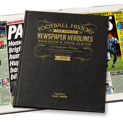 Brighton Football Newspaper Book - Leather Black Cover