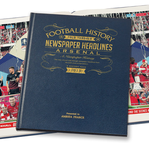 Arsenal Football Newspaper Book - Leather Blue Cover