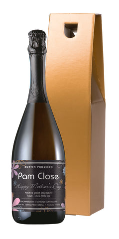 Mother's Day Flowers Prosecco in a Gold Box