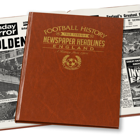 England Football Newspaper Book - Brown Leatherette
