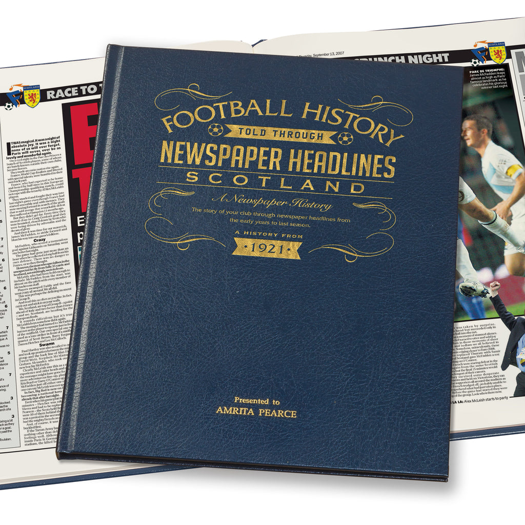 Scotland Football Newspaper Book Leather Blue Cover