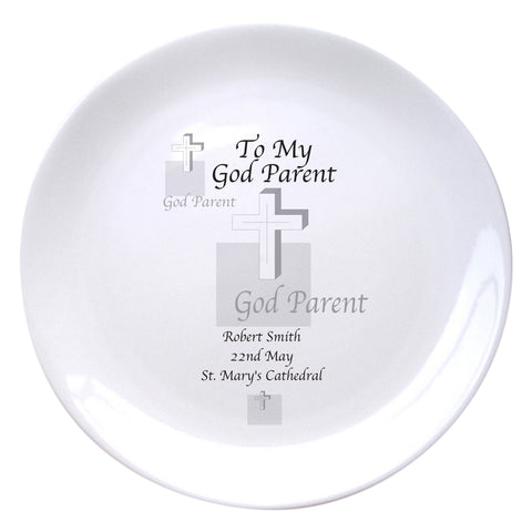 Godparent Cross  8" Bone China Coupe Plate