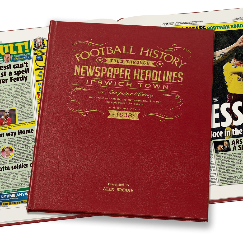 Ipswich Football Newspaper Book - Leather Red Cover