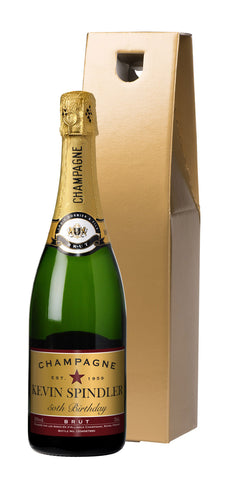 Birthday Red Champagne in a Gold Gift Box