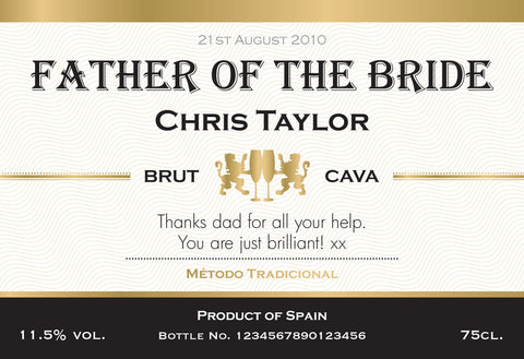Contemporary Wedding Labels for Cava (Pack of 12)