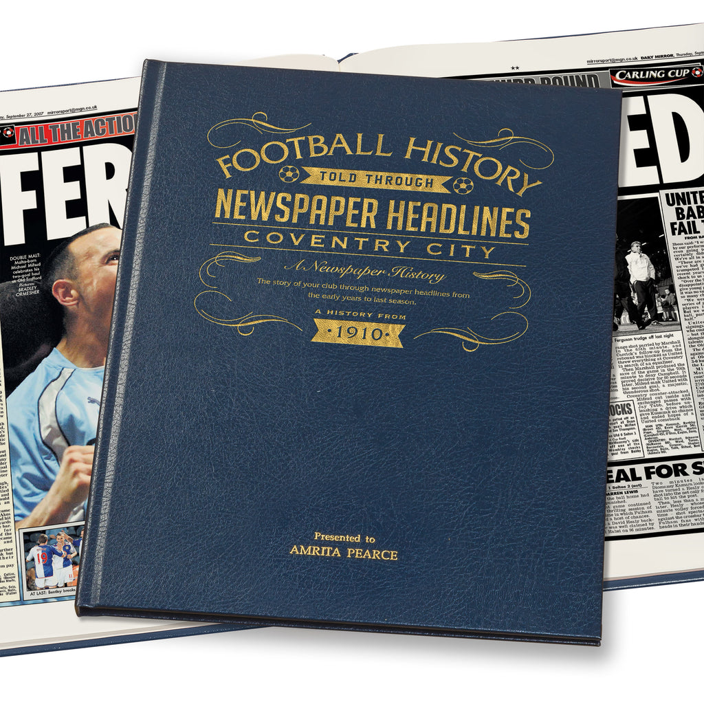 Coventry Football Newspaper Book - Leather Blue Cover