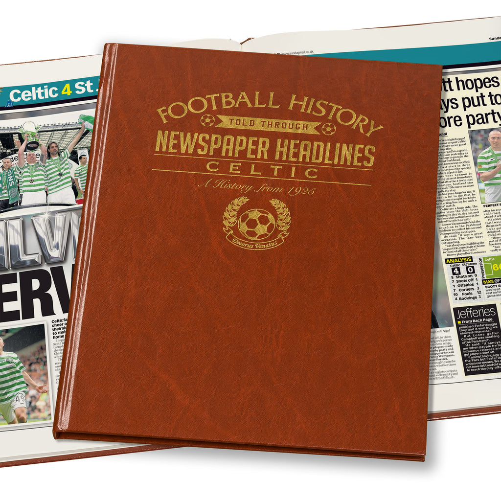 Celtic Football Newspaper Book - Brown Leatherette (Colour Pages)