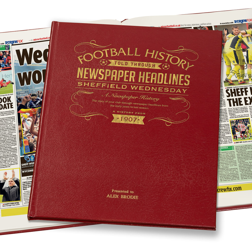 Sheffield Wednesday Newspaper Book - Leather Red Cover