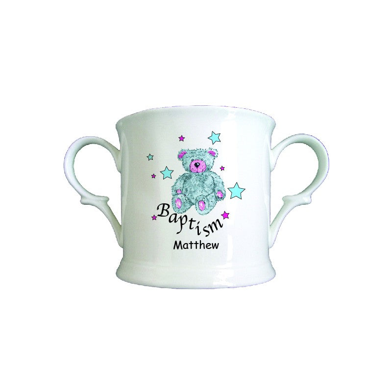 Teddy & Stars Blue Baptism Bone China Loving Cup