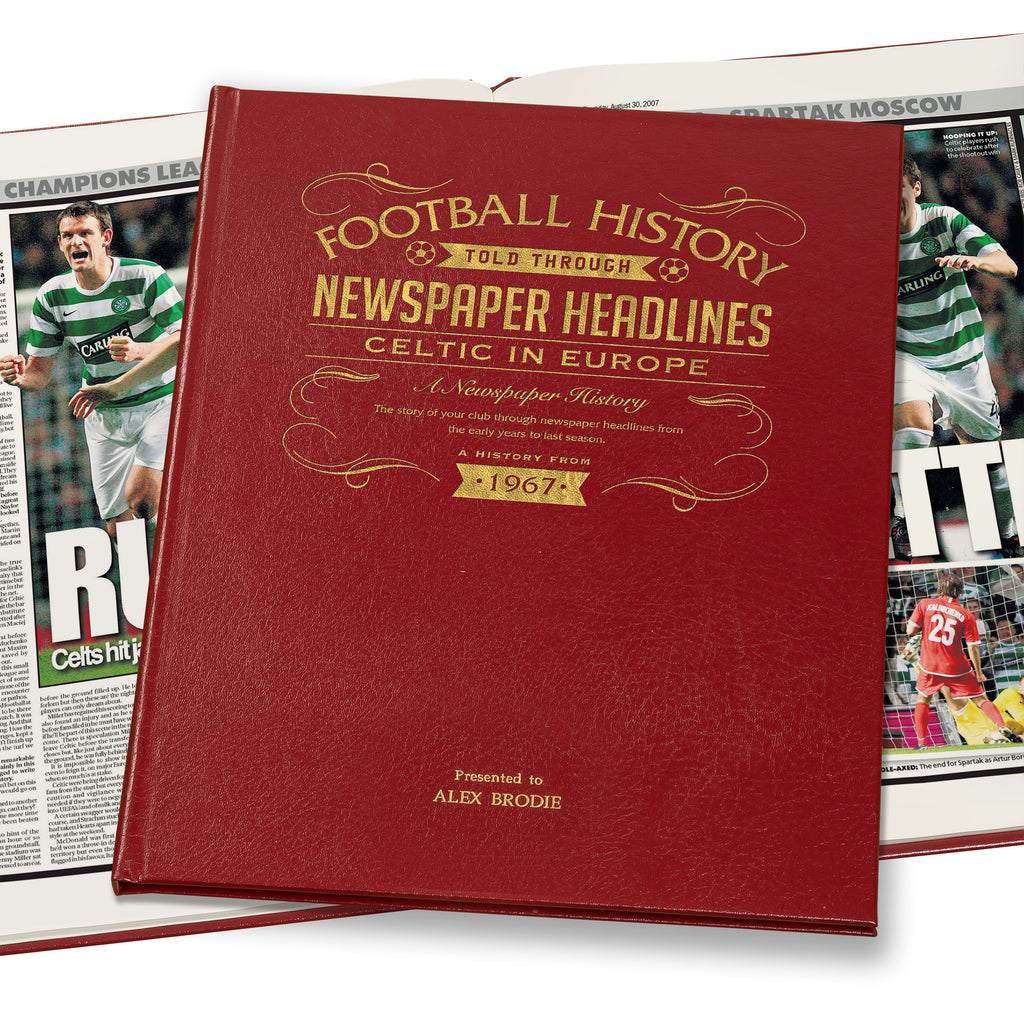 Celtic Europe Football Newspaper Book Leather Red Cover