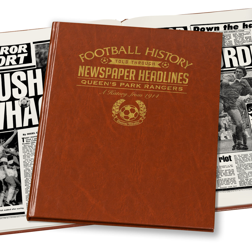 QPR Newspaper Book - Brown Leatherette