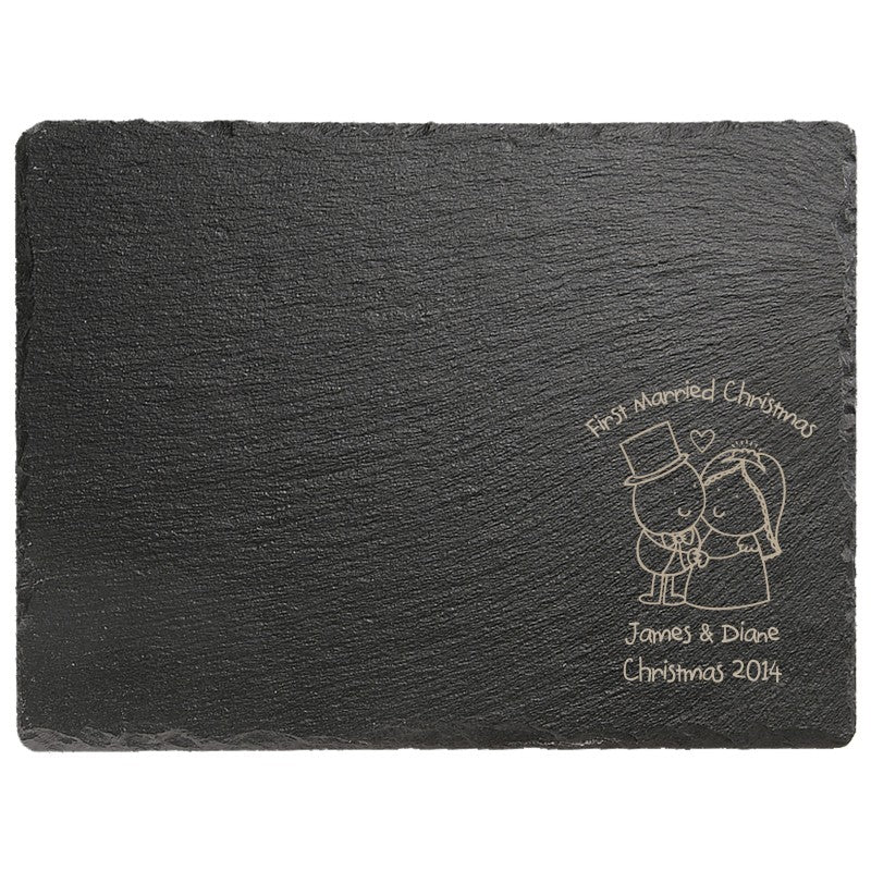 Chilli & Bubble's Married Christmas Rectangle slate cheese board