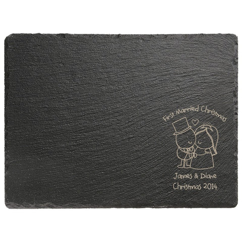 Chilli & Bubble's Married Christmas Rectangle slate cheese board