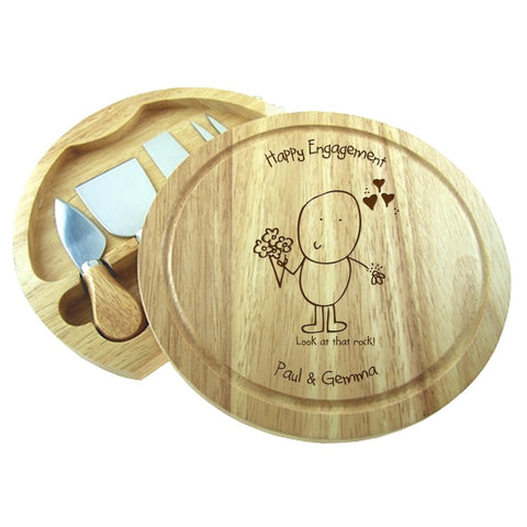 Chilli & Bubble's Engagement round cheeseboard with knives