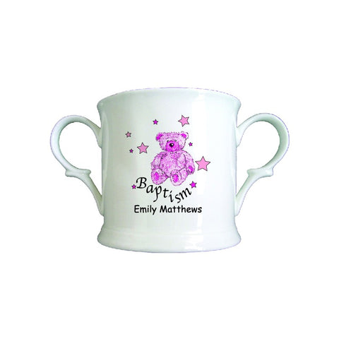 Teddy & Stars Pink Baptism Bone China Loving Cup