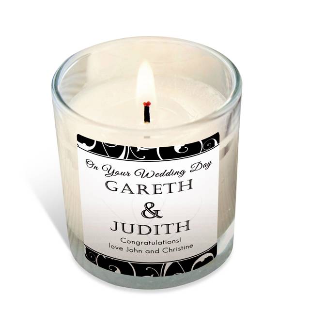 Personalised Wedding Day Rose Scented Candle