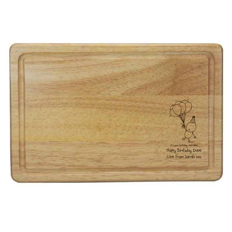 Chilli & Bubble's Birthday Rectangle Wooden Chopping Board