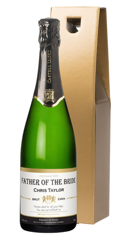 Contemporary Wedding Cava in a Gold Gift Box