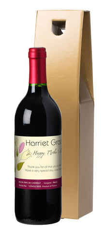 French VdP Mother's Day Bouquet Red Wine in a Gold Box